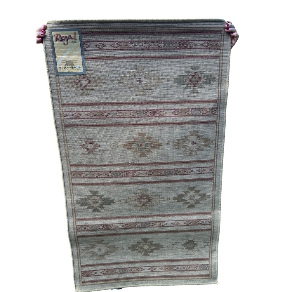 Regal Collection Runner Rug‎ 2x4.5 ft Beige Red Geometric Tribal Pattern Turkey - Picture 3 of 7